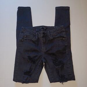 Almost Famous Destroyed Skinny Jeans, Black 27" inseam